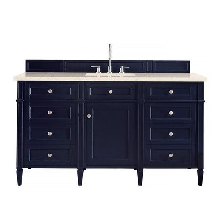 James Martin Vanities Brittany 60in Single Vanity, Victory Blue w/ 3 CM Eternal Marfil Quartz Top 650-V60S-VBL-3EMR